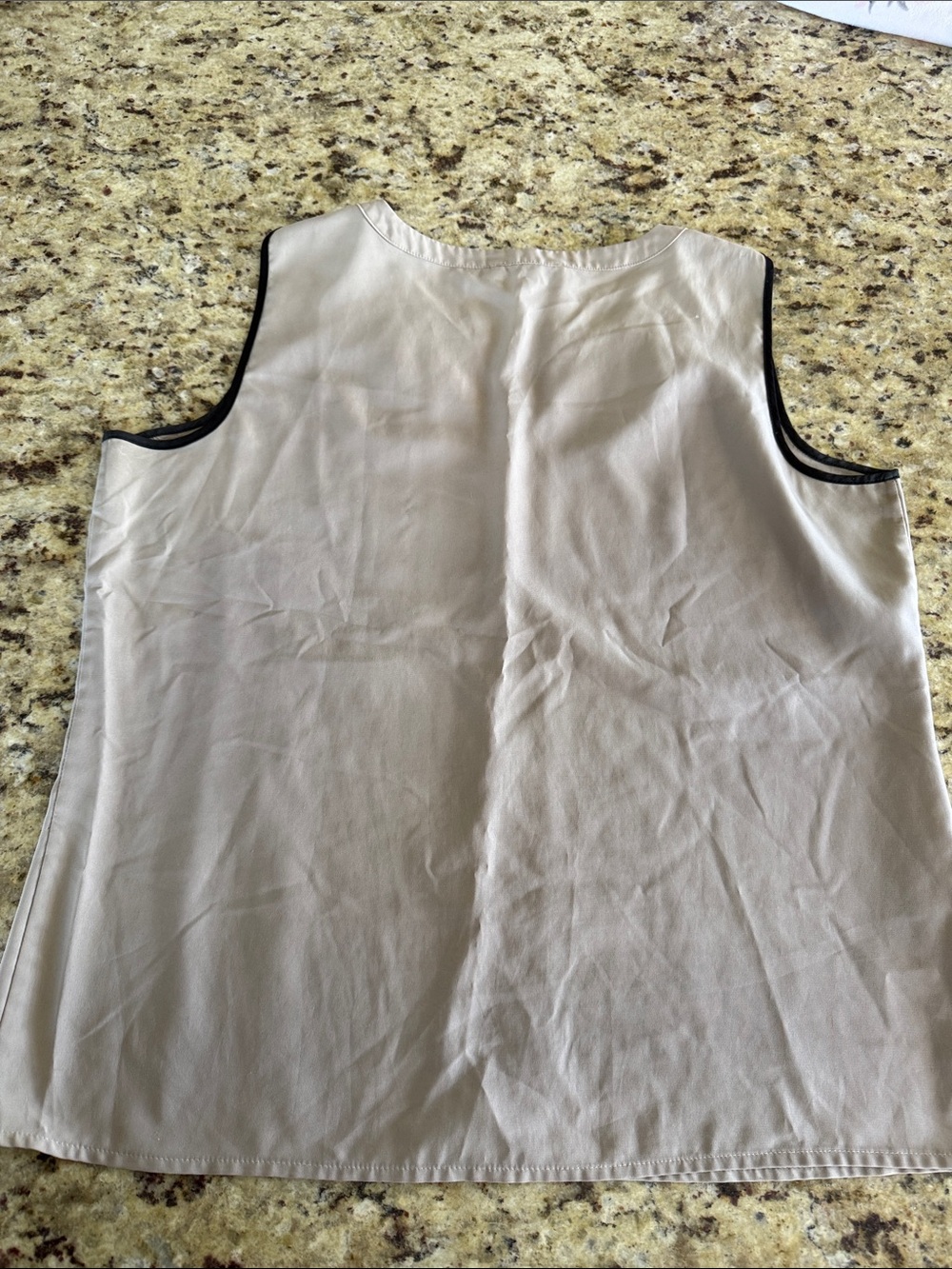 Calvin Klein Beige Sleeveless Blouse with Black Trim - Picture 7 of 8